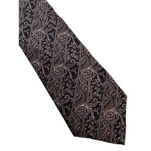 Vintage Purple Blue Ornate Paisley Halston III Silk Necktie